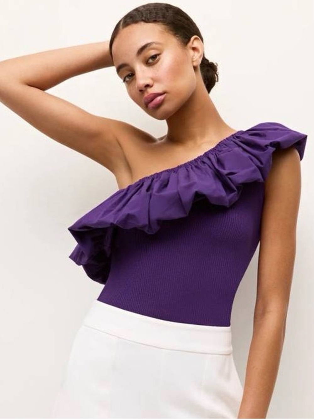Marie Oliver Lucy one shoulder ruffle top, size XS